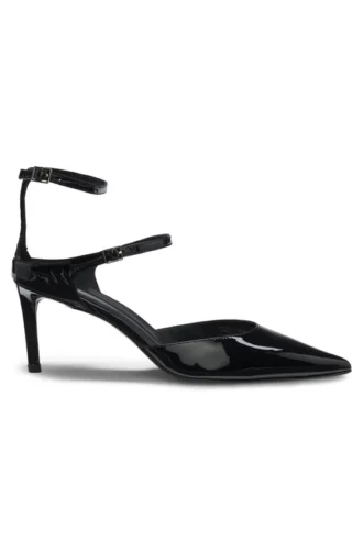 Strap-detail pumps in patent leather