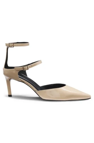 Strap-detail pumps in patent leather