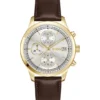 Stratus chronograph watch with brown leather strap