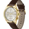 Stratus chronograph watch with brown leather strap