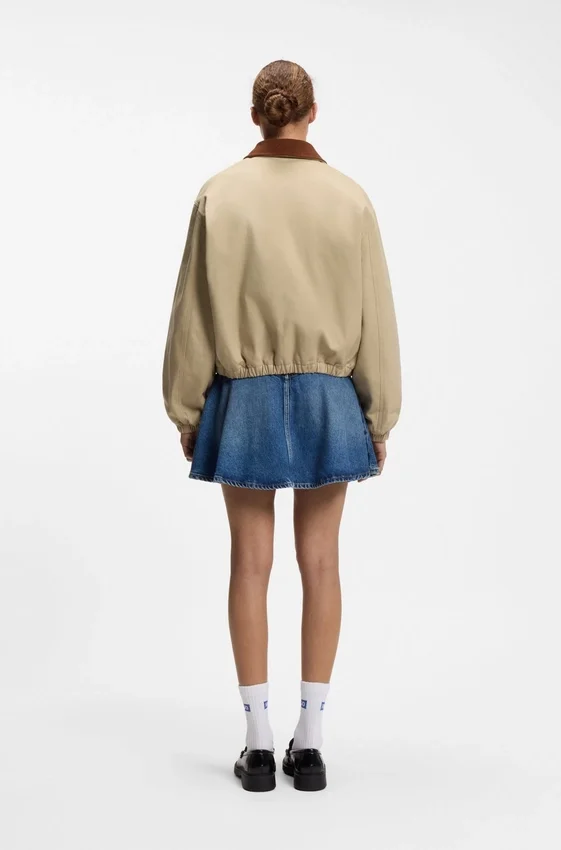 Stretch-cotton jacket with contrast corduroy collar Stretch-cotton jacket with contrast corduroy collar