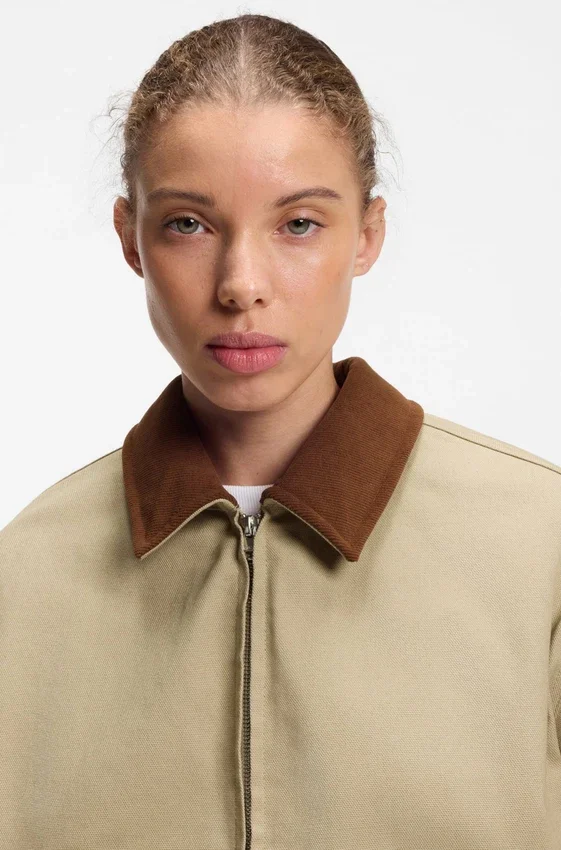 Stretch-cotton jacket with contrast corduroy collar Stretch-cotton jacket with contrast corduroy collar