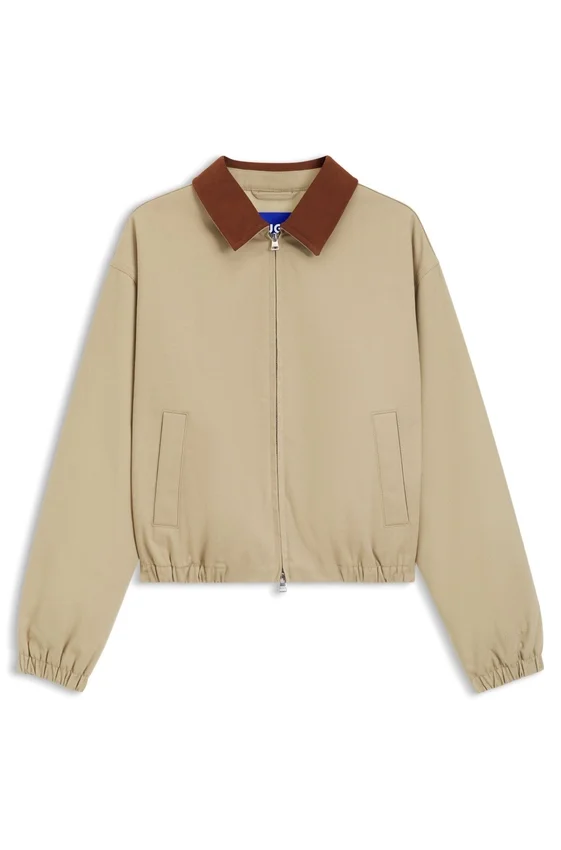 Stretch-cotton jacket with contrast corduroy collar Stretch-cotton jacket with contrast corduroy collar