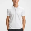 Stretch-cotton polo shirt with all-over print