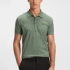 Stretch-cotton polo shirt with all-over print