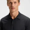 Stretch-cotton polo shirt with all-over print