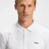 Stretch-cotton polo shirt with all-over print