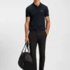 Stretch-cotton polo shirt with all-over print