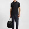 Stretch-cotton polo shirt with all-over print