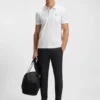 Stretch-cotton polo shirt with all-over print