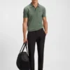 Stretch-cotton polo shirt with all-over print