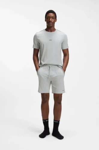 Stretch-cotton pyjama shorts with signature-stripe tape