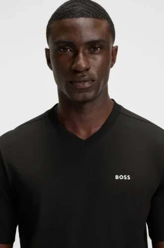 Stretch-cotton regular-fit T-shirt with contrast logo