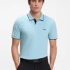 Stretch-cotton slim-fit polo shirt with branding and stripes