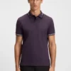 Stretch-cotton slim-fit polo shirt with branding and stripes
