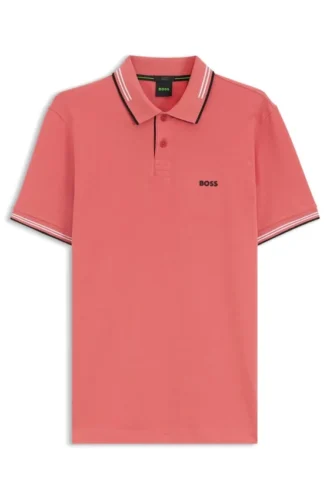 Stretch-cotton slim-fit polo shirt with branding and stripes