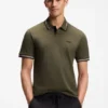Stretch-cotton slim-fit polo shirt with branding and stripes