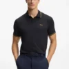 Stretch-cotton slim-fit polo shirt with branding and stripes