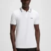 Stretch-cotton slim-fit polo shirt with branding and stripes