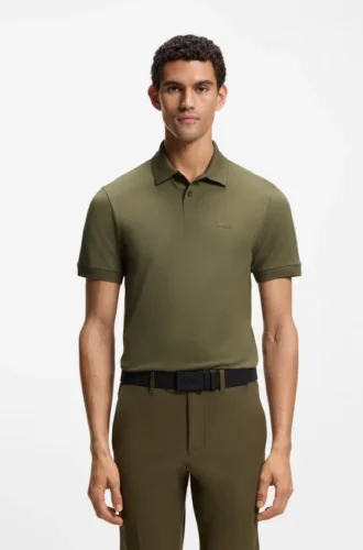 Stretch-cotton slim-fit polo shirt with branding and stripes