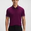 Stretch-cotton slim-fit polo shirt with branding and stripes