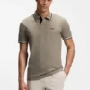 Stretch-cotton slim-fit polo shirt with branding and stripes