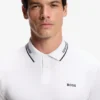 Stretch-cotton slim-fit polo shirt with branding and stripes