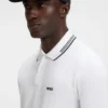 Stretch-cotton slim-fit polo shirt with branding and stripes