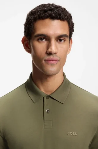 Stretch-cotton slim-fit polo shirt with branding and stripes