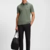 Stretch-cotton slim-fit polo shirt with branding and stripes