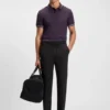 Stretch-cotton slim-fit polo shirt with branding and stripes