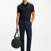 Stretch-cotton slim-fit polo shirt with branding and stripes