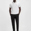 Stretch-cotton slim-fit polo shirt with branding and stripes