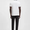 Stretch-cotton slim-fit polo shirt with branding and stripes