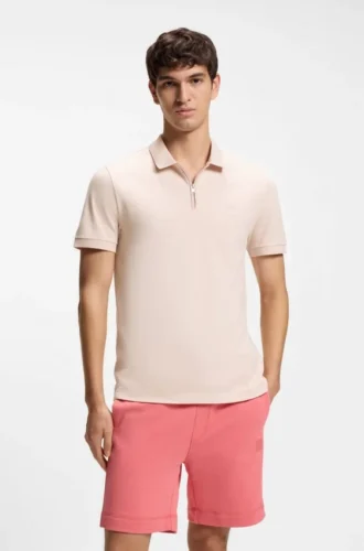 Stretch-cotton slim-fit polo shirt with logo patch Stretch-cotton slim-fit polo shirt with logo patch