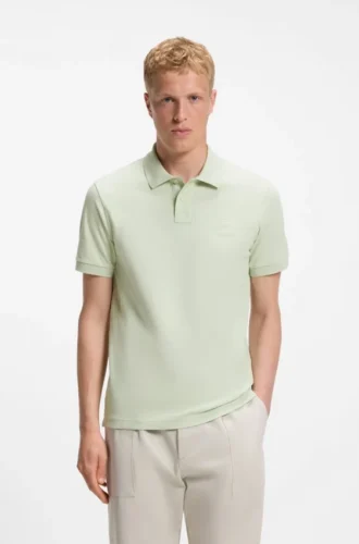 Stretch-cotton slim-fit polo shirt with logo patch