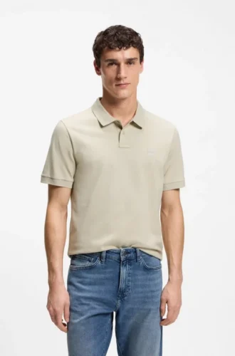 Stretch-cotton slim-fit polo shirt with logo patch