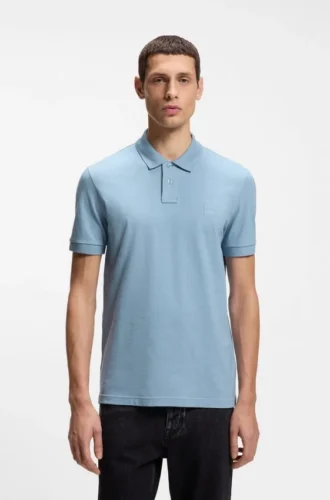 Stretch-cotton slim-fit polo shirt with logo patch