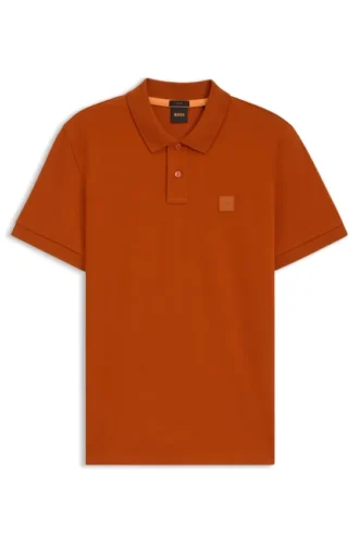 Stretch-cotton slim-fit polo shirt with logo patch