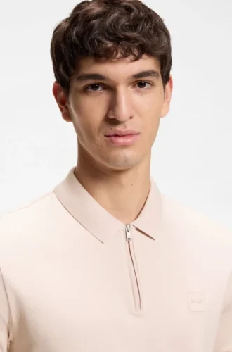 Stretch-cotton slim-fit polo shirt with logo patch Stretch-cotton slim-fit polo shirt with logo patch