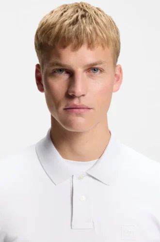 Stretch-cotton slim-fit polo shirt with logo patch