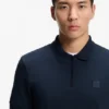 Stretch-cotton slim-fit polo shirt with logo patch