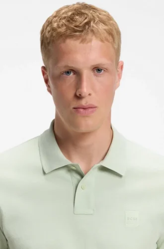 Stretch-cotton slim-fit polo shirt with logo patch