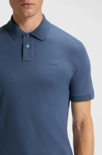 Stretch-cotton slim-fit polo shirt with logo patch