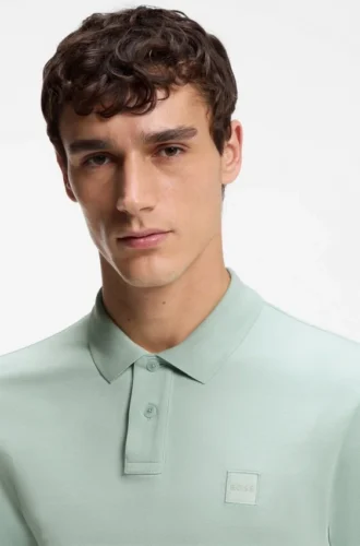 Stretch-cotton slim-fit polo shirt with logo patch