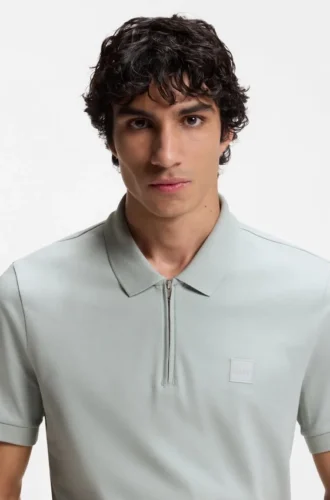 Stretch-cotton slim-fit polo shirt with logo patch