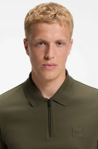 Stretch-cotton slim-fit polo shirt with logo patch