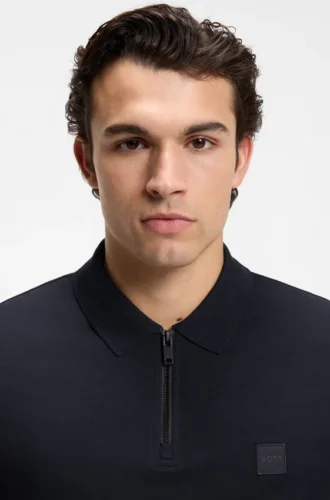 Stretch-cotton slim-fit polo shirt with logo patch