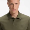 Stretch-cotton slim-fit polo shirt with logo patch