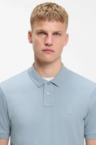 Stretch-cotton slim-fit polo shirt with logo patch